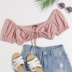 Solid Knit Crop Top (Light Pink)